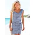 Jerseykleid VENICE BEACH, Damen, Gr. 36, N-Gr, weiß (blau, weiß, gestreift), Jersey, Obermaterial: 85% Polyester, 15% Viskose, casual, figurumspielend kniefrei, gekräuselter Ausschnitt, Kurzarm, Kleider, und Streifenprint, sportliches Sommerkleid,...