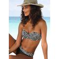 Bügel-Bandeau-Bikini-Top LASCANA "Clara" Gr. 38, Cup C, beige (schwarz, creme) Damen Bikini-Oberteile Ocean Blue