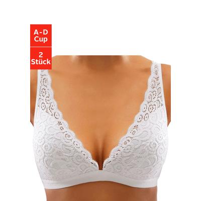 Bralette-BH PETITE FLEUR, Damen, Gr. 70, Cup B, weiß (2xweiß), Spitze, Obermaterial: 90% Polyamid, 10% Elasthan, sexy, B