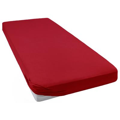 Spannbettlaken BELLANA "Jersey-Elasthan deluxe", rot (rubinrot), B:90-120cm L:200-220cm, Jersey-Elasthan, Obermaterial: 95% Baumwolle, 5% Elasthan, Laken, für Standardmatratzen, Wasserbetten und Boxspringbetten Image