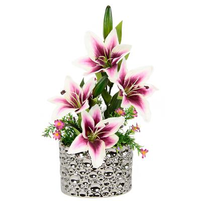 Kunstpflanze I.GE.A., rosa (dunkelrosa), B:25cm H:44cm T:16cm, Polyester, Kunstpflanzen, Arrangement im Topf Image