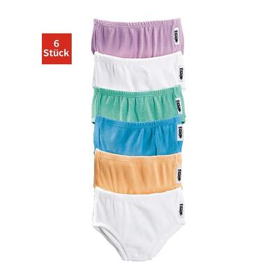 Slip PETITE FLEUR, Kinder, Gr. 182, bunt (flieder, mint, blau, pfirsich, weiß, weiß), Piquu00e9, Obermaterial: 95% Baumwolle, 5% Elasthan, unifarben, körpernah, Unterhosen Slip Unterhose, bequemer Basic, angenehm zu Tragen Image