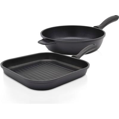 Pfannen-Set KRÜGER "Aluguss Pfannenset LEIPZIG, 2 tlg.", schwarz, Ø:24,28cm, Pfannen, hochwertige Antihaft-Versiegelung Image