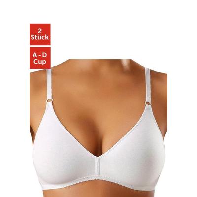 Bralette-BH PETITE FLEUR, Damen, Gr. 70, Cup B, weiß (2xweiß), Jersey, Obermaterial: 95% Baumwolle, 5% Elasthan, Basic, 