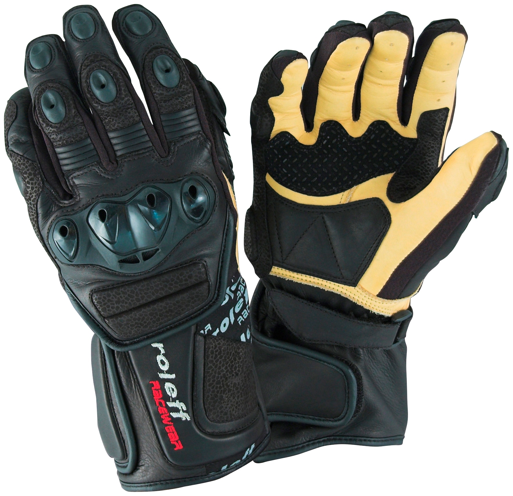 Motorradhandschuhe ROLEFF "RO 69" Gr. M, schwarz (schwarz, beige), Handschuhe, M, Obermaterial: 90% Rindsleder, 10% Polyester. Innenfutter: 100% Polyester, winddicht Image