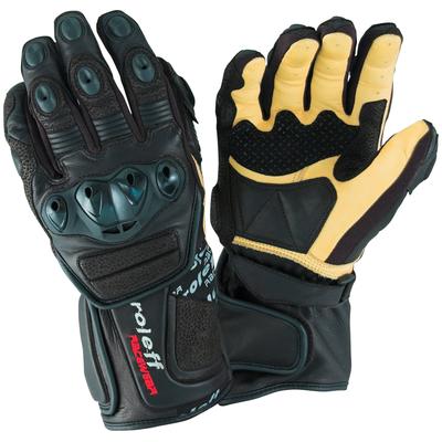 Motorradhandschuhe ROLEFF "RO 69" Gr. S, schwarz (schwarz, beige), Handschuhe, S, Obermaterial: 90% Rindsleder, 10% Polyester. Innenfutter: 100% Polyester, winddicht