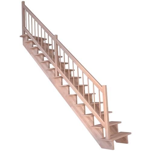 „STARWOOD Systemtreppe „“Massivholz Lindos, Holz-Holz Design Geländer““ Treppen Durchgehende Wangenteile Gr. gerade, beige (natur) Treppen“