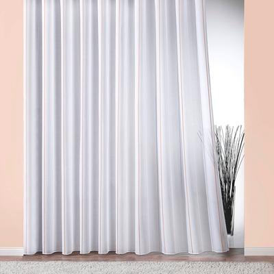 Gardine WECKBRODT "Athen" Gr. 16, weiß (weiß, champagner, beige), B:625cm H:145cm, Polyester, Gardinen, Gardinenstore, Webgardine, halbtransparent, glänzende Effektstreifen, Bleiband, Store Image