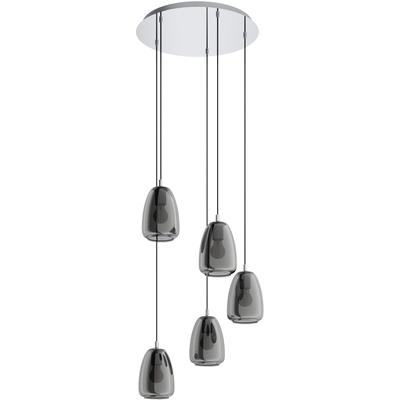 EGLO Hängeleuchte "ALOBRASE", schwarz (chromfarben, schwarz, transparent), Ø 54cm, Lampen, chrom / Ø54 x H150 cm / Pendellampe / Esstischlampe / Küche Image