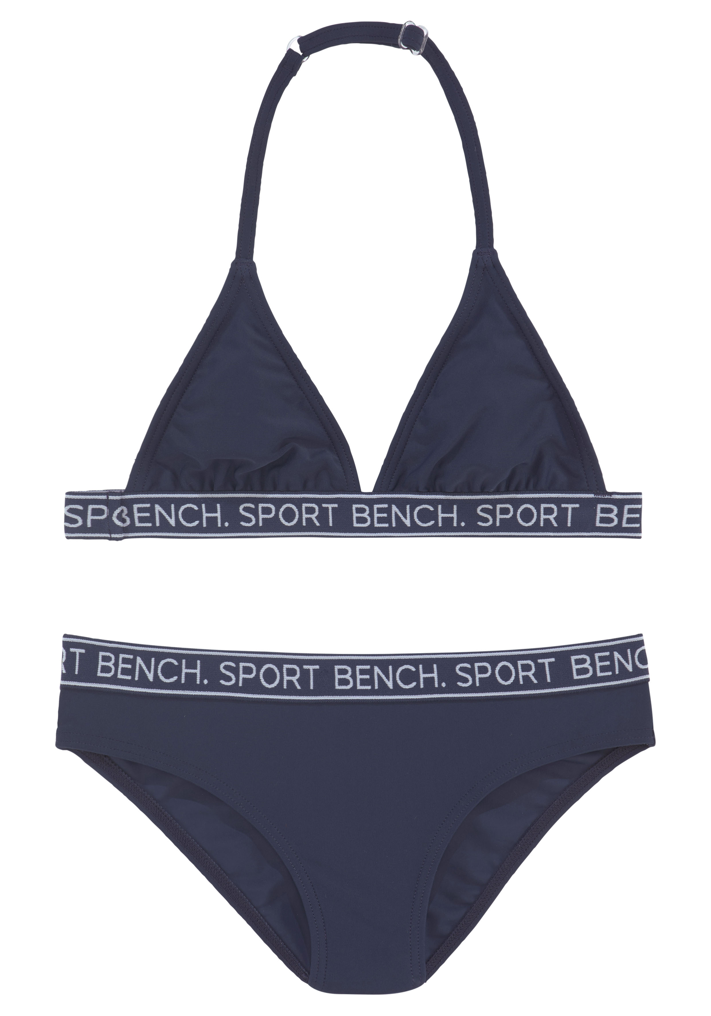 Triangel-Bikini BENCH. "Yva Kids", Kinder, Gr. 134/140, N-Gr, blau (marine), Recycling-Polyamid, unifarben, Bikini-Sets, in sportlichem Design und Farben Image