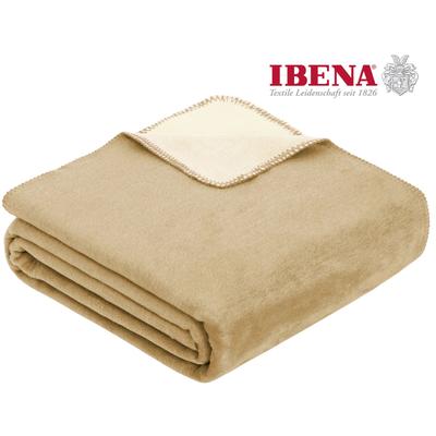 Wohndecke IBENA "Jacquard Decke Dublin", beige, B:220cm L:240cm, Obermaterial: 58% Baumwolle, 35% Polyacryl, 7% Polyeste