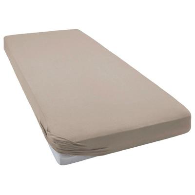 Spannbettlaken BELLANA "Jersey-Elasthan deLuxe", grau (taupe), B:90-100cm L:200-220cm, Jersey-Elasthan, Obermaterial: 95% Baumwolle, 5% Elasthan, Laken, für Boxspringbetten und sehr hohe Matratzen Image