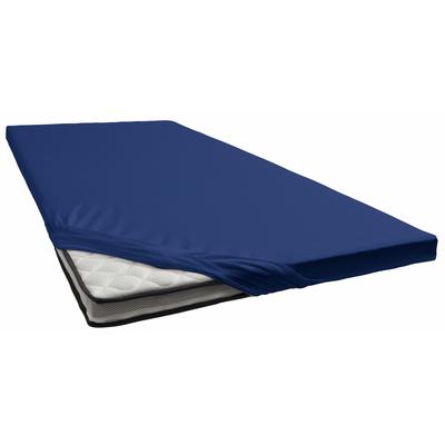 Spannbettlaken BELLANA "Jersey-Elasthan deluxe in Gr. 90x200, 140x200 oder 180x200, für Topper", blau (marine), B:140-160cm L:200-220cm, Jersey-Elasthan, Obermaterial: 95% Baumwolle, 5% Elasthan (LYCRA), Laken, aus Baumwolle, für Matratzen bis 10 cm... Image