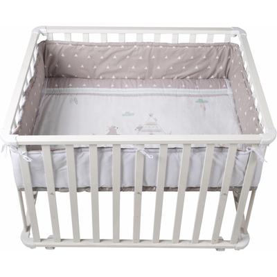 Laufgitter ROBA "Indibär, weiß, 75x100 cm", Baby, weiß, Laufställe, mit Stoffeinlage und Nestchen Image