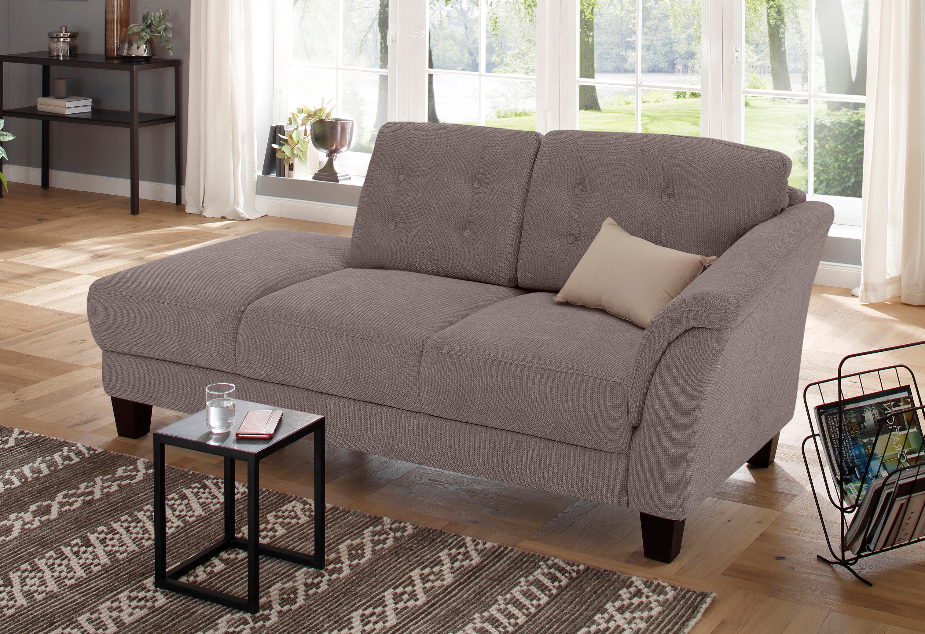 Recamiere HOME AFFAIRE "Trondheim", grau (taupe), B:197cm H:89cm T:90cm, Luxus-Microfaser (90% Polyester, 10% Polyamid);Struktur fein (100% Polyester);Flachgewebe (100% Polyester), Sofas, Longchair, freistehend, mit Federkern, Knopfheftung im...