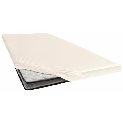 Spannbettlaken CINDERELLA "Topper-Spannbettlaken (bis 15 cm)", beige (creme), B:180cm L:200-210cm, Jersey, Obermaterial: 100% Baumwolle, Laken, Elastizität für ein glatt bezogenes Bett, bis 15cm Höhe Image
