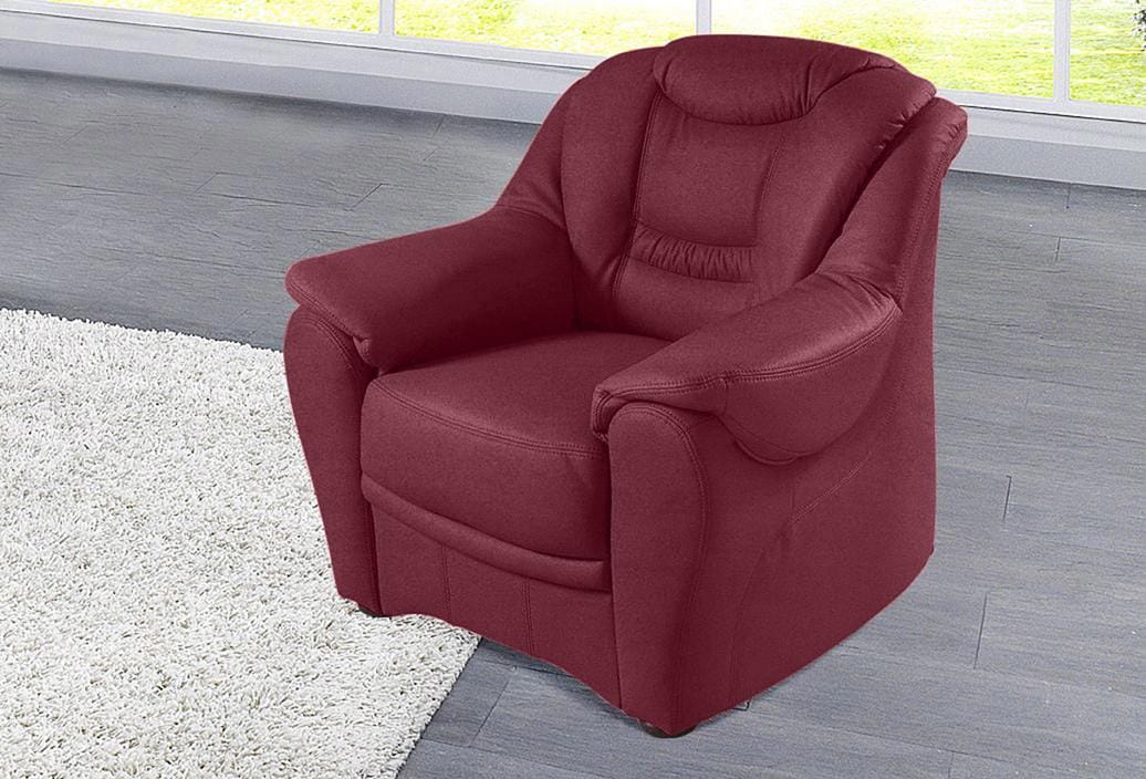 Sessel SIT & MORE "Bansin", rot (bordeaux), B:98cm H:94cm T:95cm, Luxus-Microfaser ALTARA NUBUCK (100% Polyester);SOFTLUX-Kunstleder;NaturLEDER (echtes Rindsleder)/Korpus SOFTLUX-Kunstleder, Sessel, Ledersessel Polstersessel