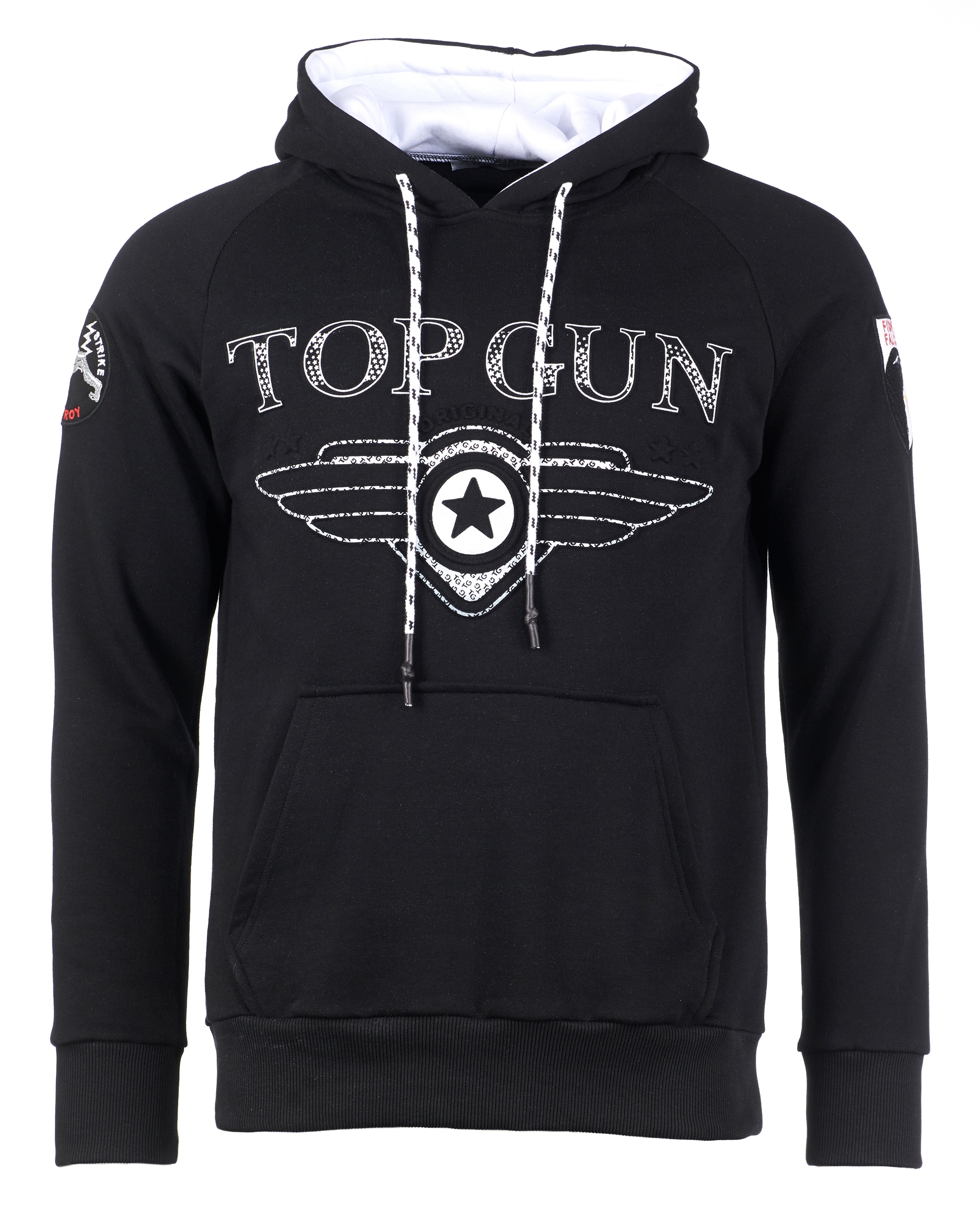 Kapuzenpullover TOP GUN "Defend TG20193010", Herren, Gr. 54XL, schwarz, Obermaterial: 65% Baumwolle, 35% Polyester, Rundhals, Pullover Sweatshirt Hoodie Image