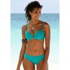 Bügel-Bikini-Top S.OLIVER "Spain", Damen, Gr. 38, Cup C, blau (türkis), Microfaser, Microfaser, unifarben, Bikini-Oberteile, mit geraffter Mitte