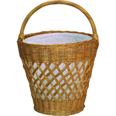 Wäschekorb, gelb (honigfarben), B:40cm H:60cm T:40cm Ø:40cm, Geflecht Rattan, HOFMANN LIVING AND MORE, Wäschesammler, aus Rattan mit praktischem Tragegriff Image