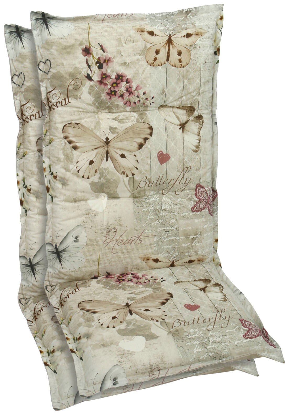 Hochlehnerauflage GO-DE, rosa (creme, braun, rose), B:120cm H:5,5cm T:50cm, Bezug: 65% Polyester, 35% Baumwolle, Polsterauflagen, 50 cm x 6 cm x 120 cm Image