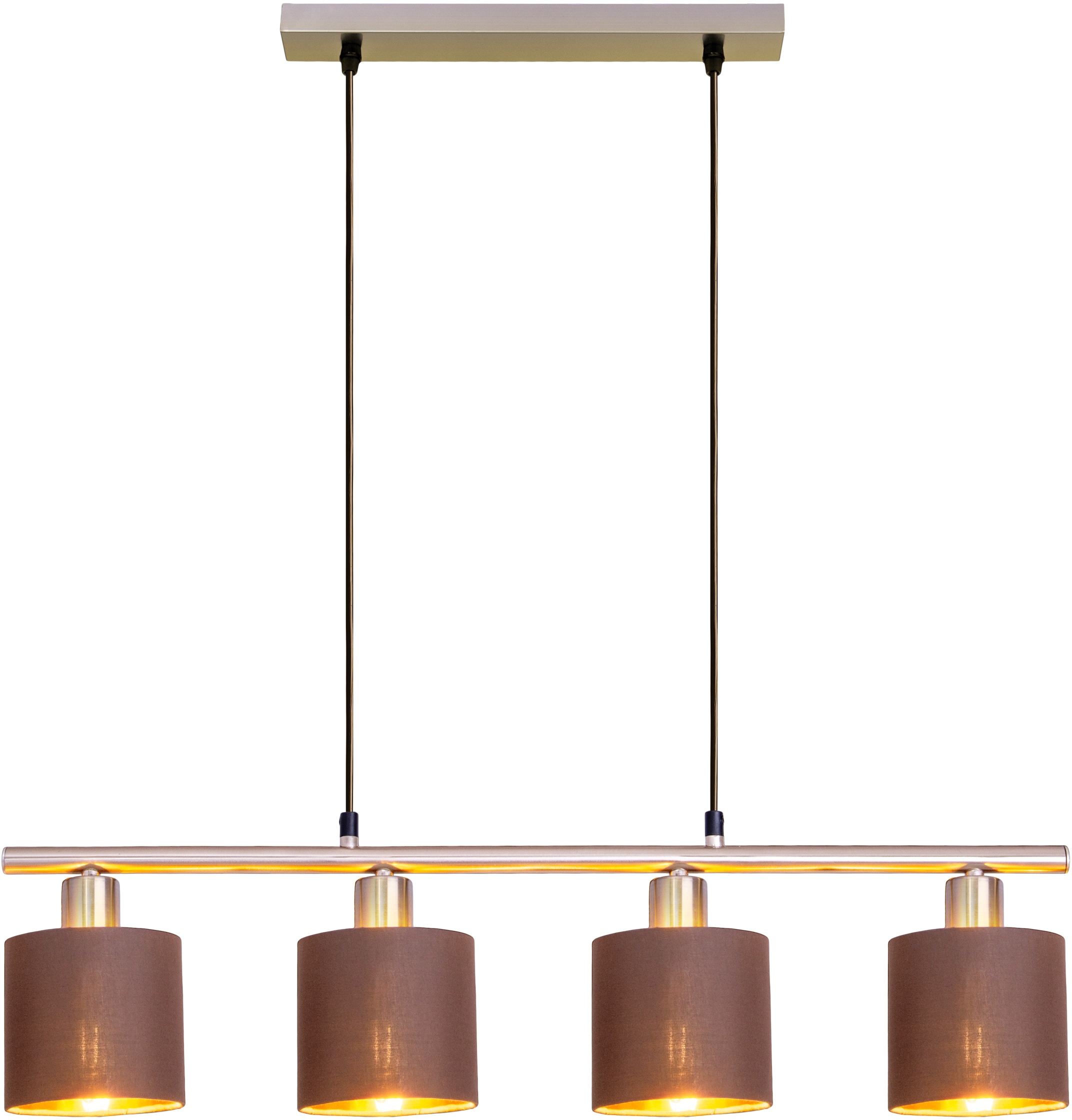 NÄVE Pendelleuchte "Maron", braun, 4, 1 Stk., Leuchten, 4er Pendel, E14 max. 40W, braun/gold/satin-nickel, Stahl/Textil Image