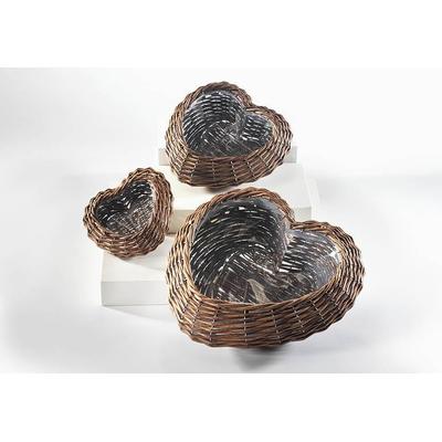 Übertopf LOCKER "Herz", braun, B:18cm H:7cm T:18cm, Weide, Pflanzgefäße