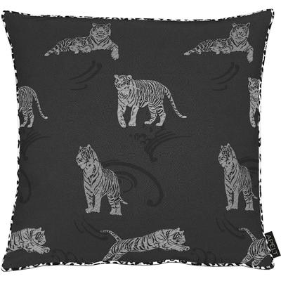 Dekokissen APELT "Mogli" Gr. 1, silber (schwarz, silberfarben, gemustert), B:48cm L:48cm, Polyester, Dekokissen_Sitzkissen_Kissenhüllen, Kissenhülle mit Füllung, 1 Stück Image