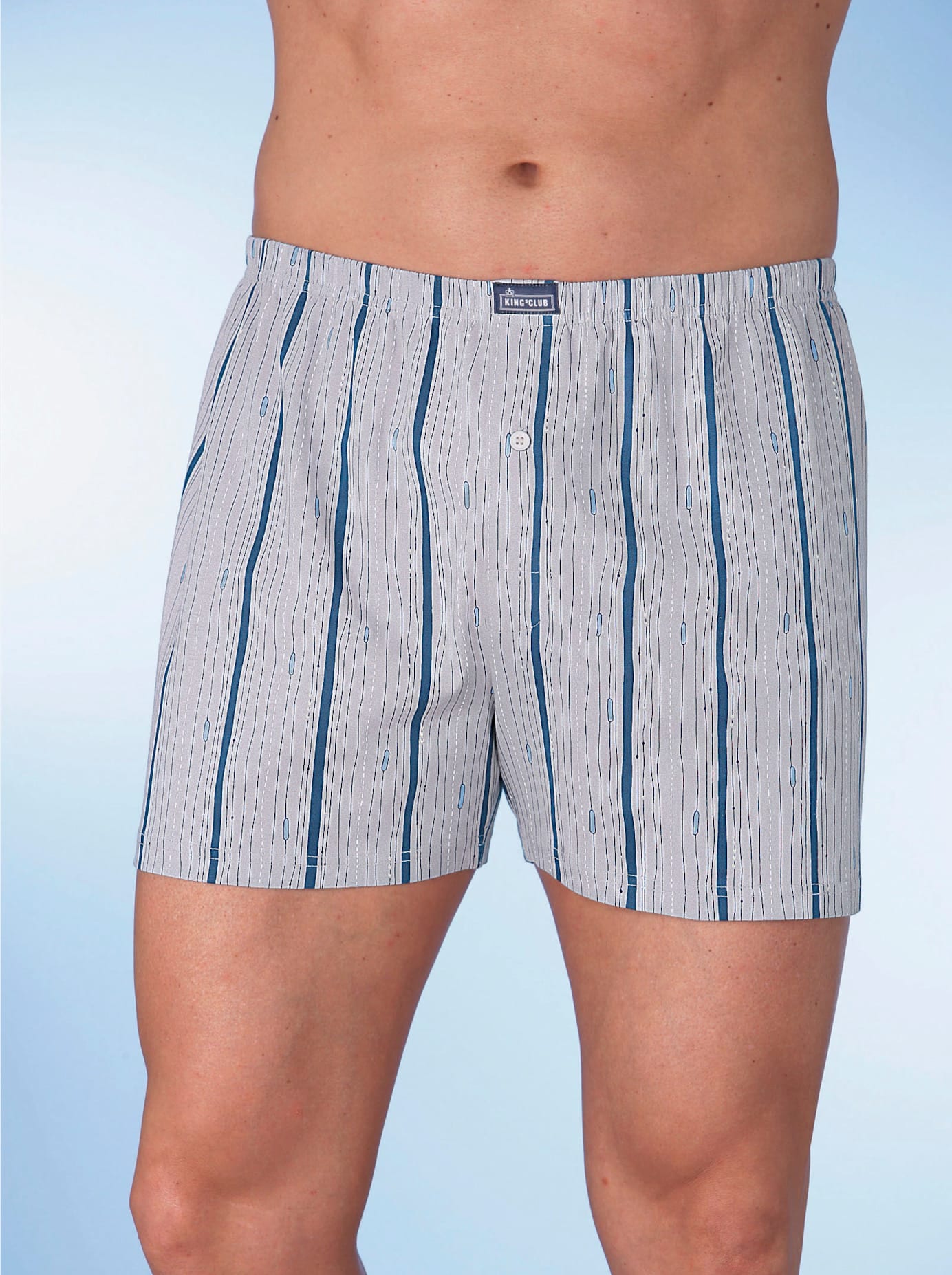 Boxershorts KINGS CLUB, Herren, Gr. 9, grau (hellgrau, bedruckt), 100% Baumwolle, Unterhosen Image