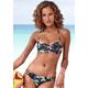 Bügel-Bandeau-Bikini-Top VENICE BEACH "Lori", Damen, Gr. 38, Cup B, schwarz (schwarz, bedruckt), Recycling-Polyamid, bedruckt, floral, Bikini-Oberteile, tropischer Hibiskusblütendruck, wattierte Cups, herausnehmbare Kissen