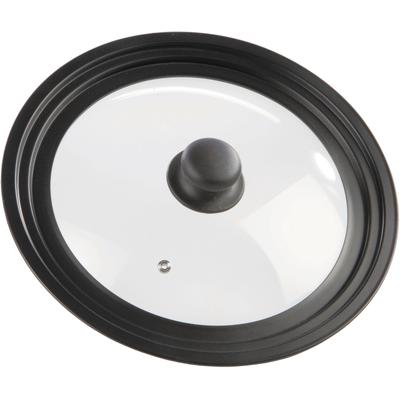 Universaldeckel GSW, schwarz (transparent, schwarz), Ø:28cm, Stahl, Glas, Deckel, hitzebeständiges Glas, passend für Pfannen und Töpfe Ø 24 - 28 cm