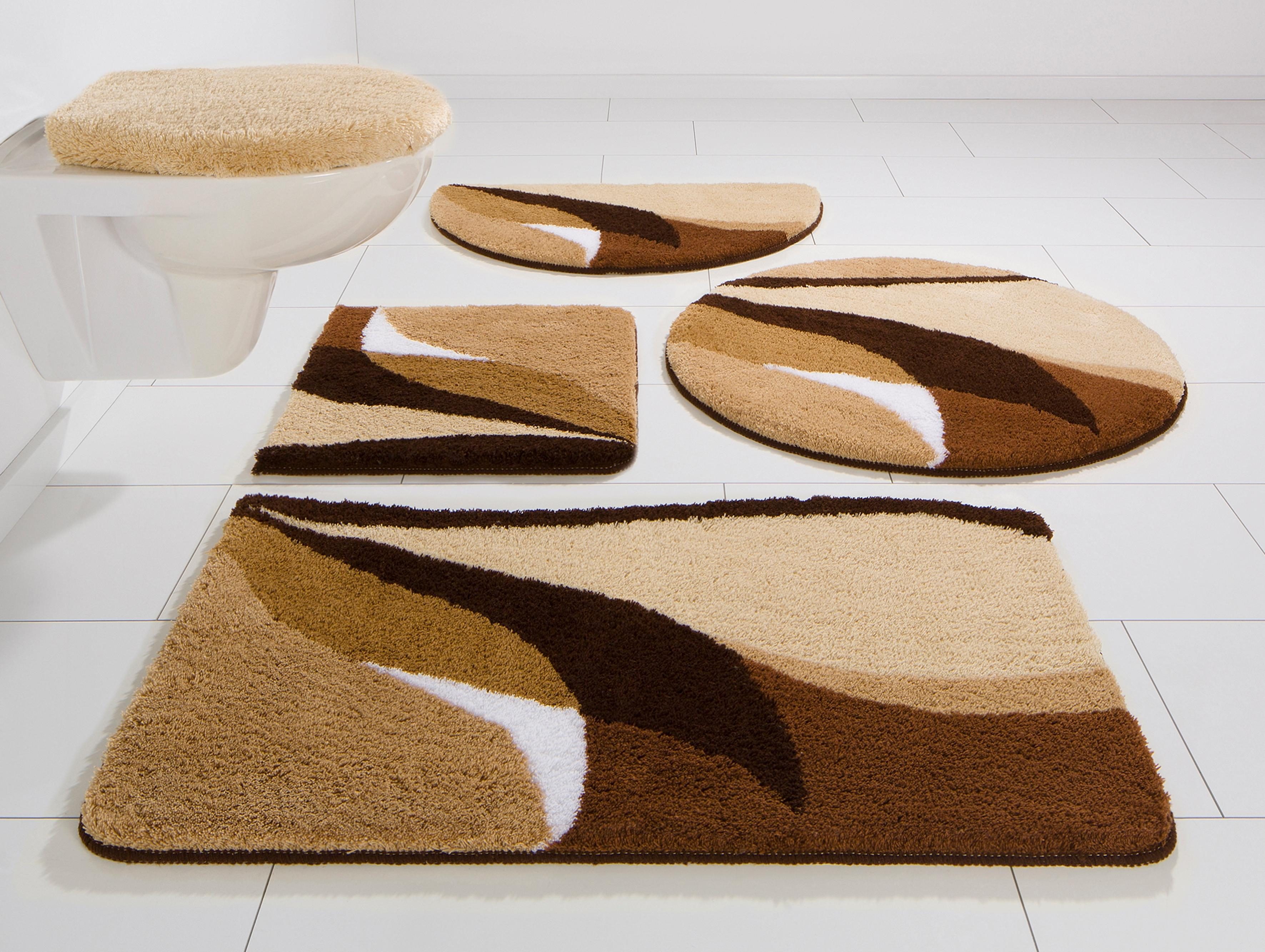 Badematte MY HOME "Magnus, Badvorleger, Badezimmer Teppich" Gr. 3, braun, H:20, Polyacryl, Badematten, Badematte, mehrfarbig, Badteppich, Badematten auch als 2 teiliges Set & rund