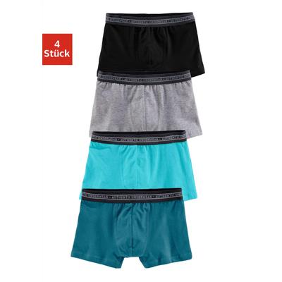 Boxer AUTHENTIC LE JOGGER "Boxershorts für Jungen", Kinder, Gr. 134/140, bunt (petrol, türkis, grau, meliert, schwarz), Jersey, Obermaterial: 95% Baumwolle, 5% Elasthan, unifarben, körpernah, Unterhosen, in klassischer Passform mit Webbund Image