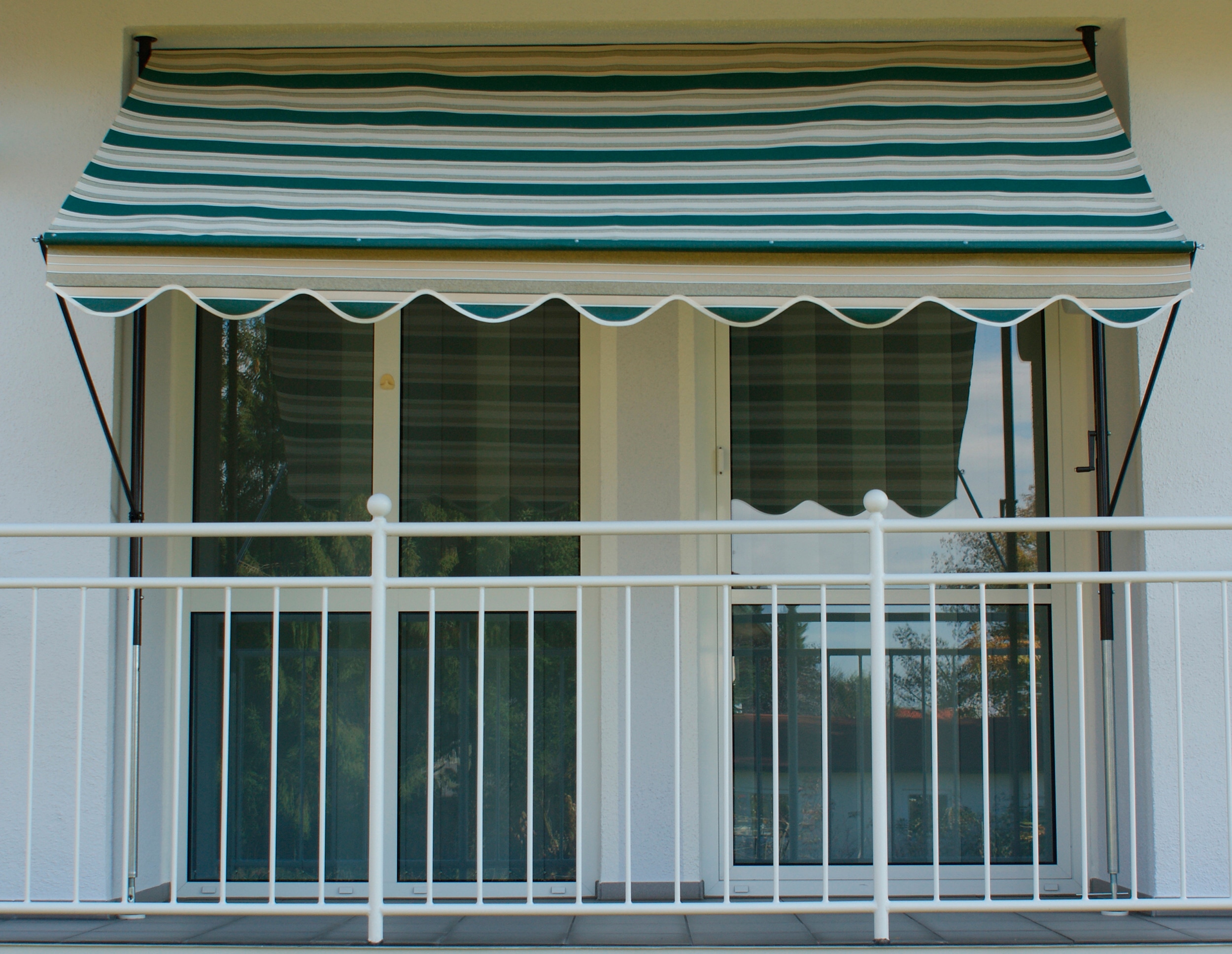 Klemmmarkise, grün (grün, beige), B:400cm, Polyacryl, ANGERER FREIZEITMÖBEL, Markisen, grün/beige, Ausfall: 150 cm, versch. Breiten