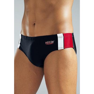 Badeslip H.I.S, Herren, Gr. 4, N-Gr, weiß (schwarz, rot, weiß), Polyamid, Badehosen, mit Kontrasteinsätzen Image