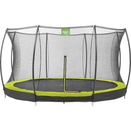 „Gartentrampolin EXIT „“Silhouette Ground““ Trampoline Gr. Ø 366 cm, grün (schwarz) Kinder Trampoline mit Sicherheitsnetz“