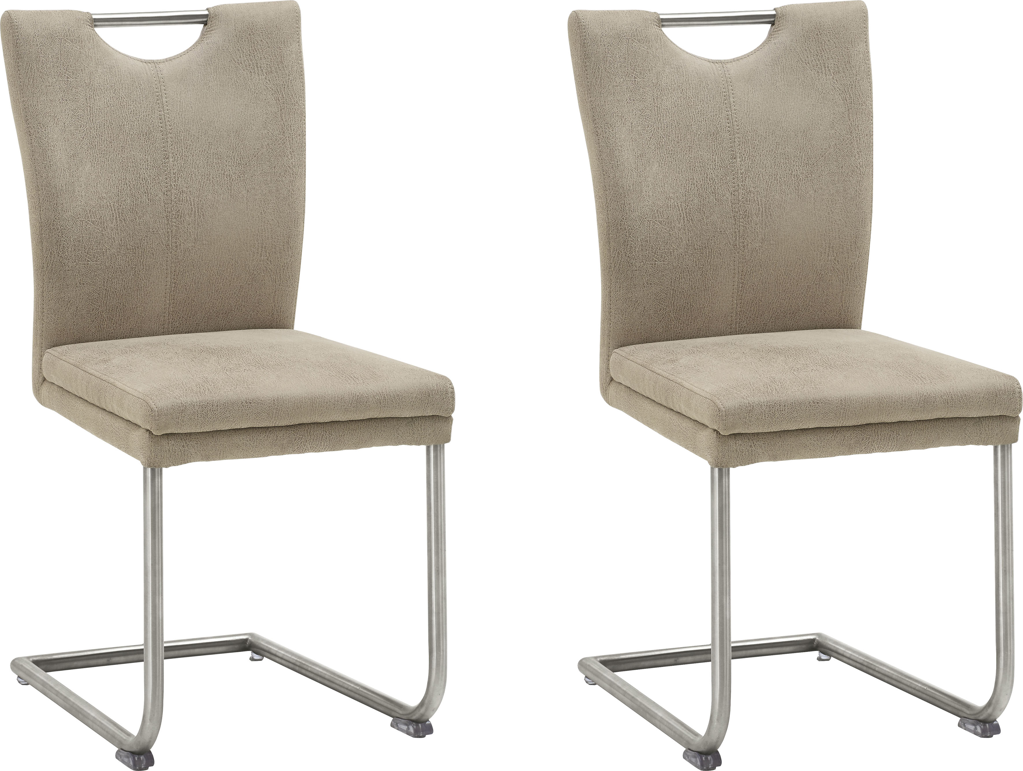 Esszimmerstuhl NIEHOFF SITZMÖBEL "Top Chairs", beige (natur), Microfaser, Campo natur, Stühle, Esszimmerstuhl, Griff im Rücken, 2er-Set, in 6 Farben