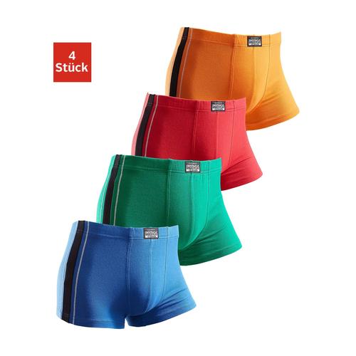 Boxer AUTHENTIC UNDERWEAR Gr. 8, bunt (rot, orange, grün, blau) Herren Unterhosen mit kontrastfarbigen Streifen seitlich