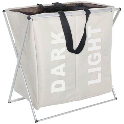 Wäschekorb WENKO "Duo Beige", beige, B:59cm H:5cm T:65cm, Obermaterial: 100% Polyester, Wäschesammler, Wäschesortierer, beige, 2-tlg. Aufteilung Image
