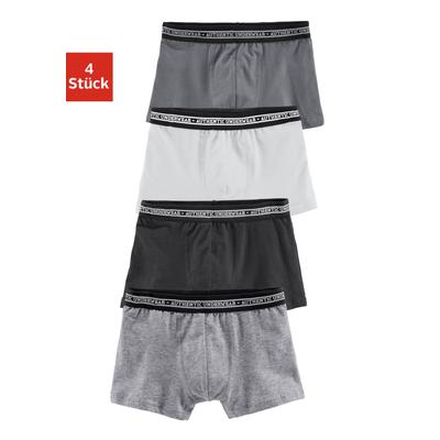 Boxer AUTHENTIC LE JOGGER "Boxershorts für Jungen", Kinder, Gr. 182, schwarz-weiß (grau, meliert, schwarz, weiß, grau), Jersey, Obermaterial: 95% Baumwolle, 5% Elasthan, unifarben, körpernah, Unterhosen, in klassischer Passform mit Webbund Image