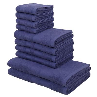 Handtuch Set MY HOME "Vanessa, 10-tlg Handtuch-Set, in Standard- und Premium-Qualität, weich", blau (marine), 10 tlg., Walkfrottee, Walkfrottee, Obermaterial: 100% Baumwolle, Handtuch-Sets, 100% Baumwolle, Duschtücher, Handtücher, Gästetücher, mit... Image