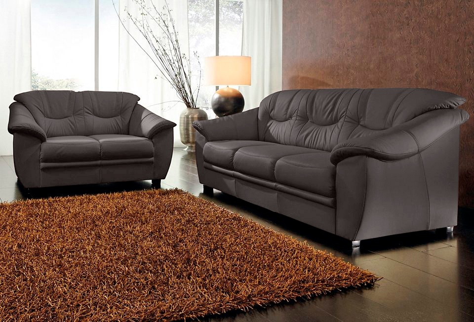 Polstergarnitur SIT & MORE "Savona, B: 148 bzw. 198 cm", braun (mokka,), H:90cm T:90cm, Sitzmöbel-Sets, Set: 2- & 3er-Sofa, mit Federkern