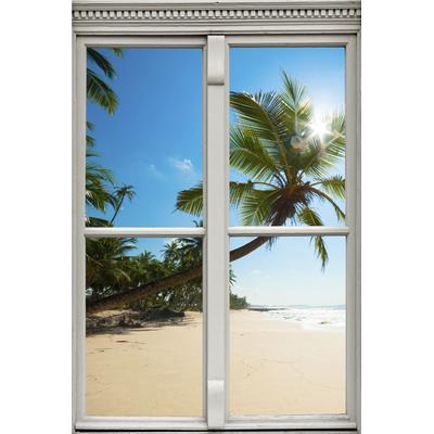 Wandsticker QUEENCE "Palmenstrand", bunt, T:0,1cm, Wandtattoos, Wandsticker, Wandbild, selbstklebend, 3D, Fenster Image