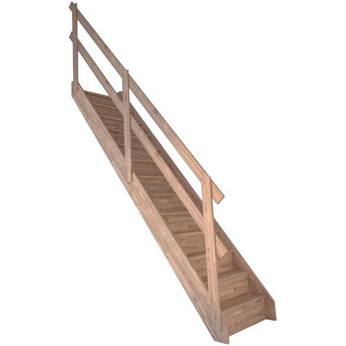 „STARWOOD Raumspartreppe „“Massivholz Rhodos, Holzgeländer““ Treppen Durchgehende Wangenteile Gr. gerade, beige (natur) Treppen“