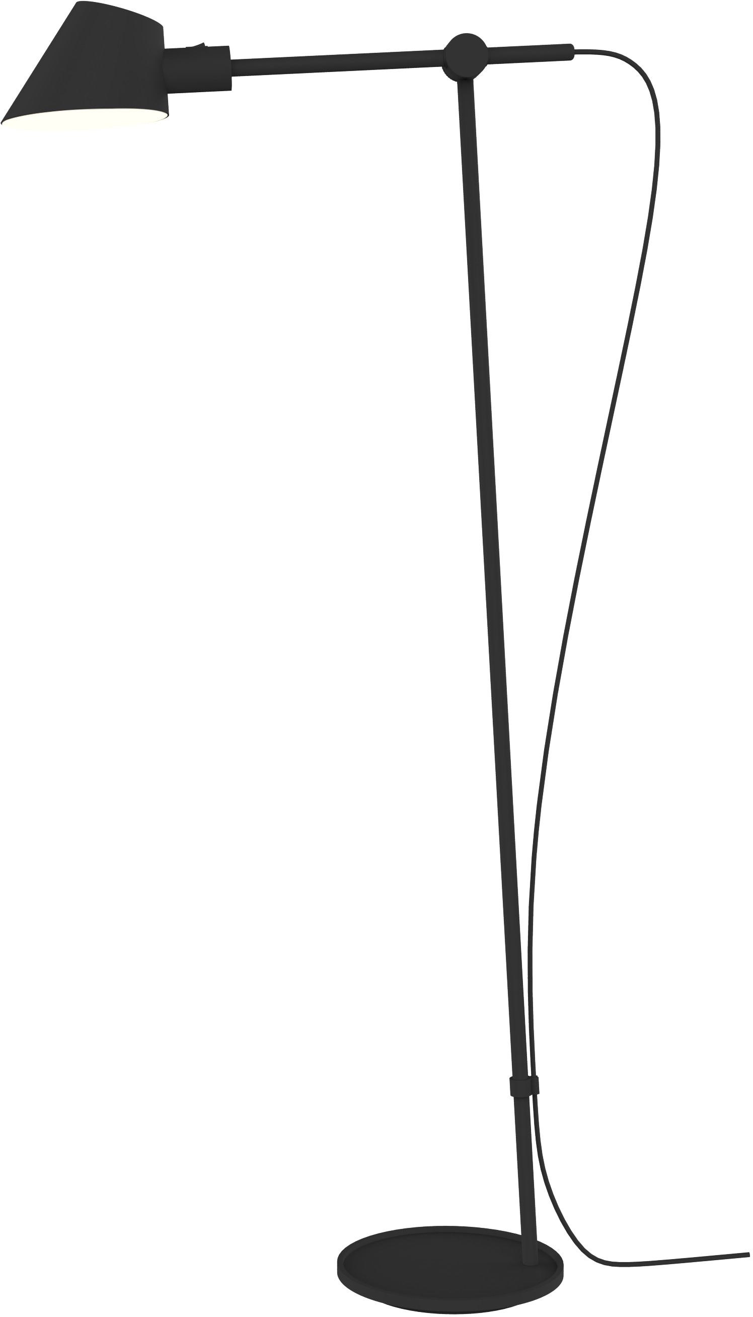 Stehlampe "STAY", schwarz, 1, Ø 15cm H: 135cm, DESIGN FOR THE PEOPLE, Leuchten, Gelenkarm flexibel verstellbar, Bogenlampe
