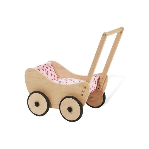 „Puppenwagen PINOLINO „“Holzspielzeug, Trixi – Herzchen““ rosa (herzchen) Kinder Puppenwagen -trage aus Holz mit Bettzeug; Made in Europe“