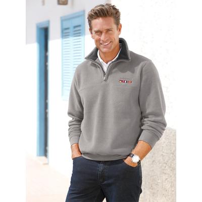 Fleeceshirt CATAMARAN "Fleecepullover", Herren, Gr. 52/54, grau (grau, meliert), 100% Polyester, unifarben, meliert, Langarm, Shirts Image