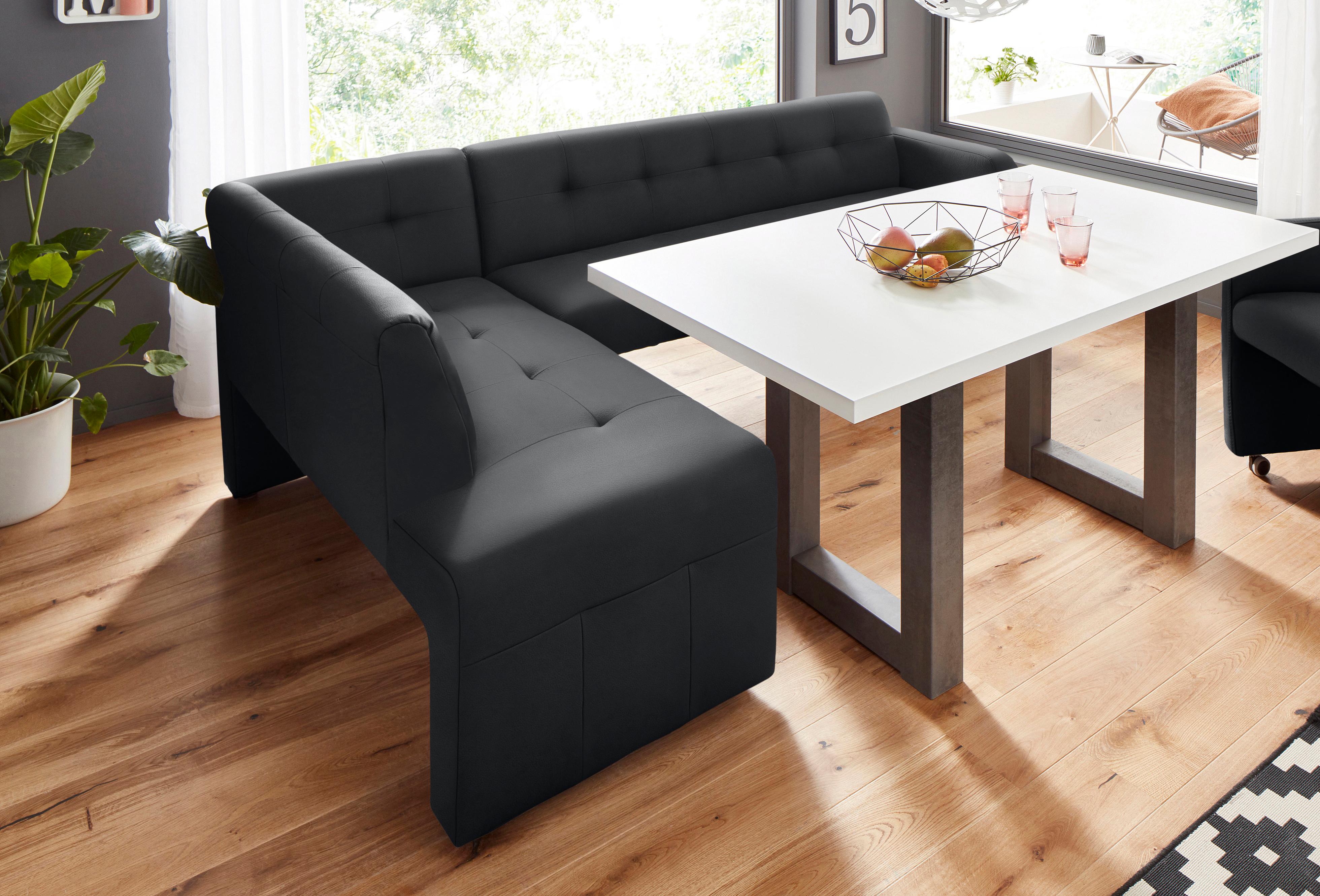 Eckbank EXXPO - SOFA FASHION "Barista", schwarz, B:197cm H:82cm T:265cm, Microfaser (Zusammensetzung: 100% Polyester);Lederfaserstoff (Grundgewebe 41% Lederfaser, 39% Polyester, 20% Baumwolle), Sitzbänke, Frei im Raum stellbar Image
