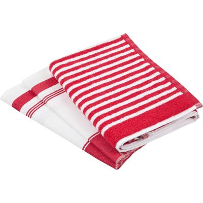 Geschirrtuch ROSS "Exclusiv", rot, 3 tlg., 100 % Baumwolle-50 % Baumwolle-50 % Leinen, 100% Baumwolle, 50% Baumwolle, 50% Leinen, Geschirrtücher, 1x Küchen-Frottiertuch (Streifen) und 2 Geschirrtücher (Gartenkräuter) Image