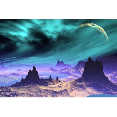 Fototapete PAPERMOON "PLANETEN-FUTURISTISCH WELTRAUM MOND GALAXIE UNIVERSUM", bunt, B:5,00m L:2,80m, Vlies, Tapeten Image